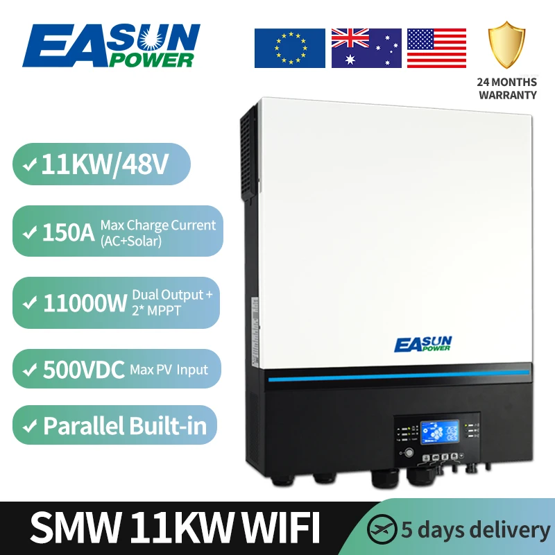 Easun Power Trend Axpert Max 11K 48V 220V 380V 11kw 150a Twee Mppt Dubbele Output Solar Hybride Omvormer