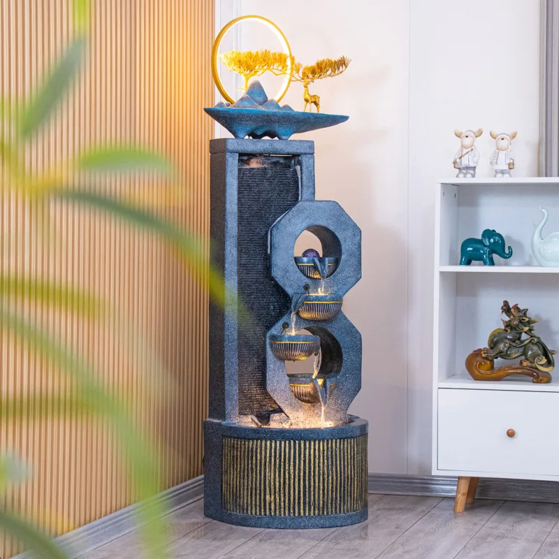 

Rockery circulating water landscape modern light luxury, floor-to-ceiling fountain office living room, water curtain wall