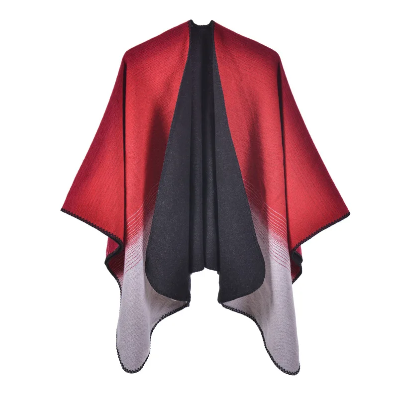 

Poncho New Fashionable and Simple Autumn Winter Shawl Air-conditioned Room Travel Photography with Cloaks Cloak Ethnic Style R2