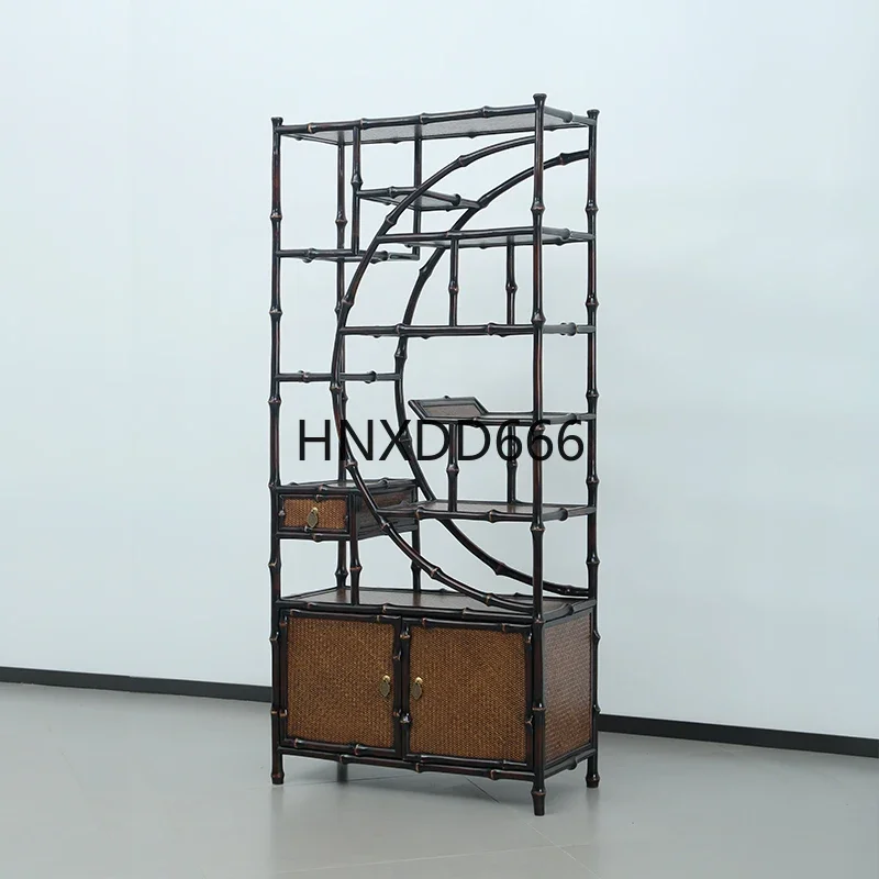 Shuangpin Semicircular Bogu Frame Bamboo Duobao Pavilion Storage Display Cabinet