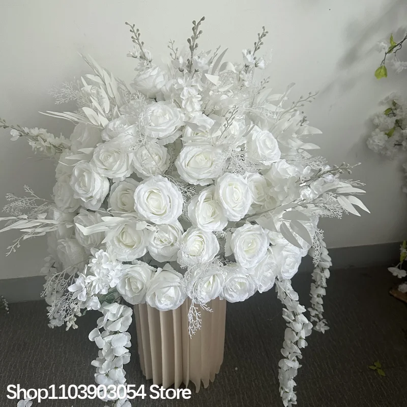 Gelbe Rose Sonnenblume Grünpflanzen Künstliche Tischdekorationen Blumenball Rasen Hochzeitsempfang Dekoration Event Bankett Party Requisiten – Detail 5