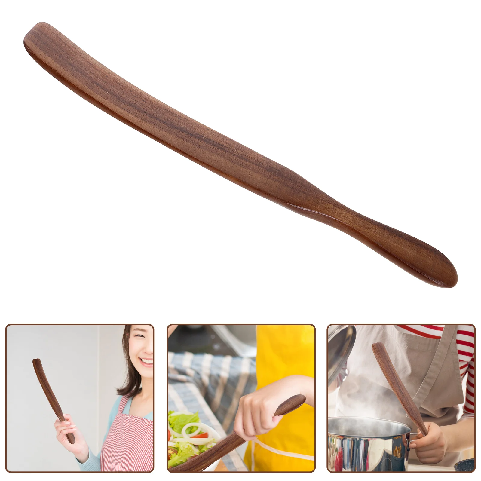 

Long Handle Spatula Wooded Turner Multifunction Kitchenware Household Cooking Tool Utensils Wooden Black Silverware Dough