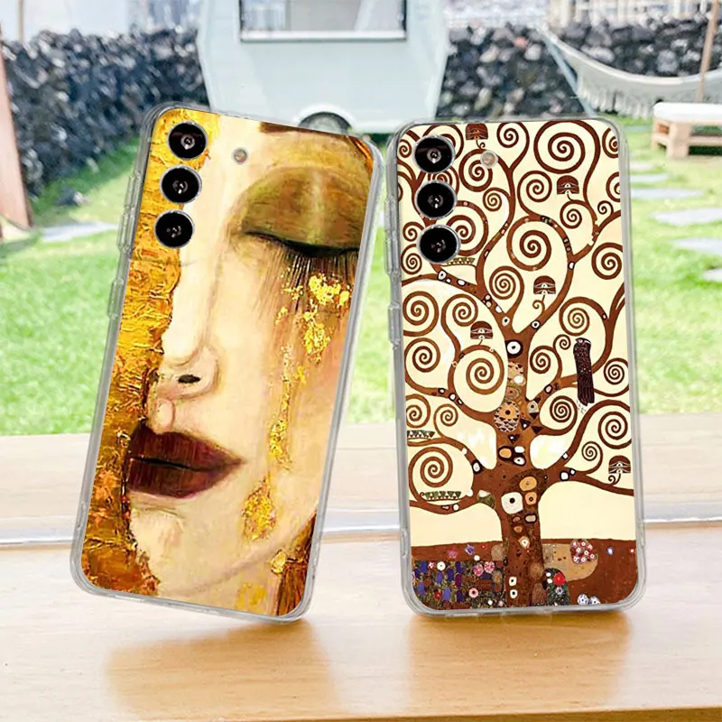 Kiss by Gustav Klimt Design Case for Samsung Galaxy S23 S21 Plus S9 S10e S22 Ultra 5G S10 S20 FE Note 20 TPU Clear Phone Cover