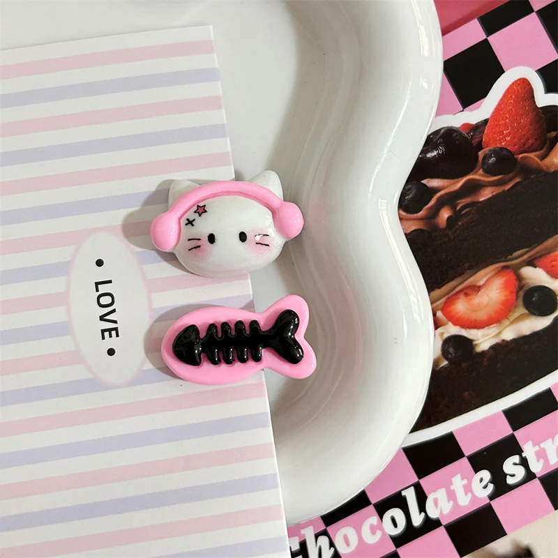 Y2k Girls Cute Aesthetic Hairpin Gothic Punk Cat Head Bone Plastic Hair Clip Barrettes