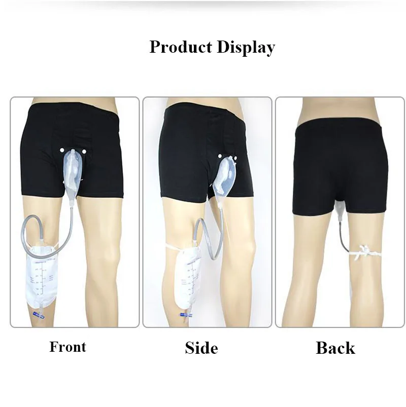 Incontinence Silicone Urine Collector Bag Underpants With Catheter Reusable Urinary Receiver Drainage Bag Shorts For Men Elderly