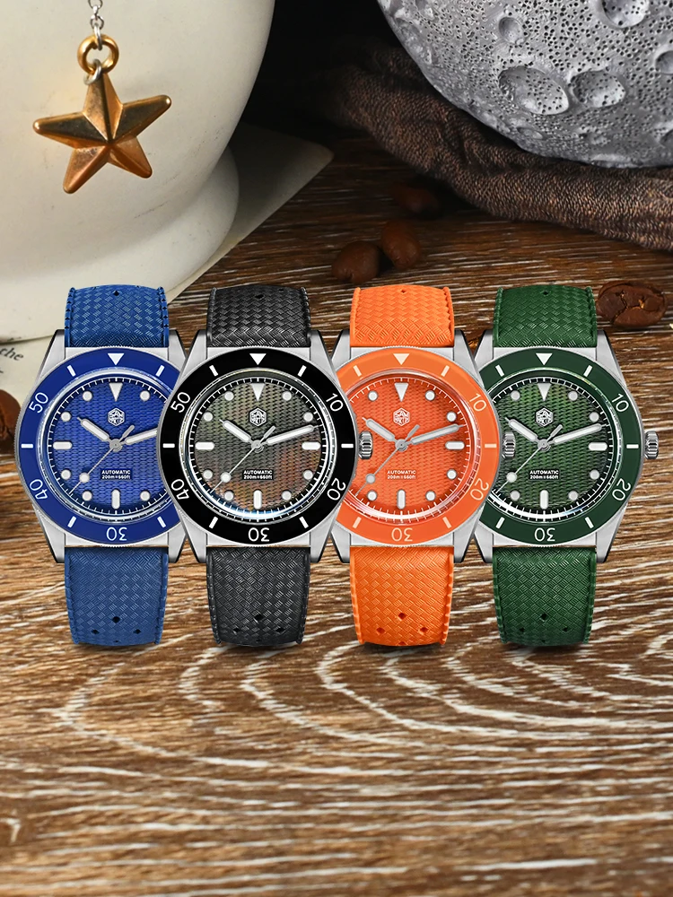 سان مارتن 39 مللي متر ميوتا 90S5 Guilloche MOP الهاتفي الرجال ساعة أوتوماتيكية الغوص ساعة اليد الذاتي الرياح BGW-X1 مضيئة 20Bar SN0151GL #4