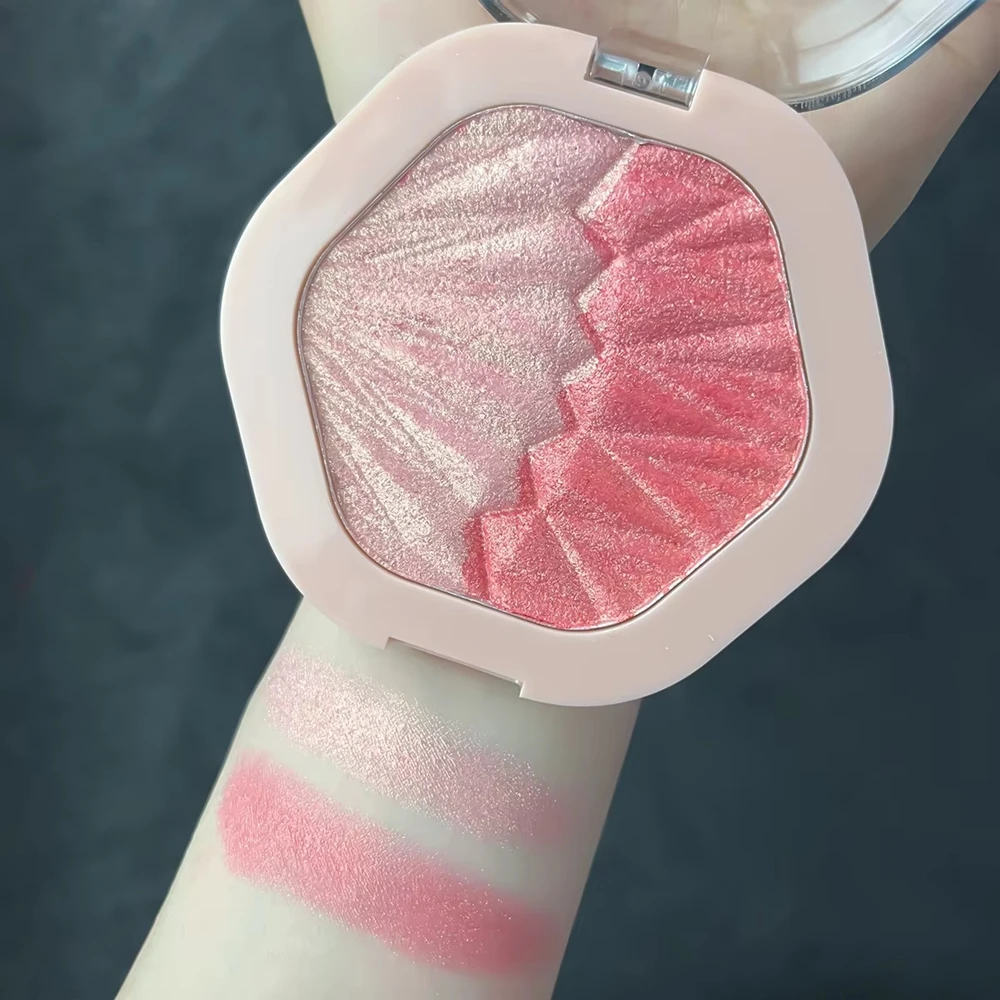Paleta de rubor de 2 colores 2 en 1 sombra de ojos crema de contorno cara mejilla rubor crema maquillaje brillo resaltar maquillaje Multicolor rubor