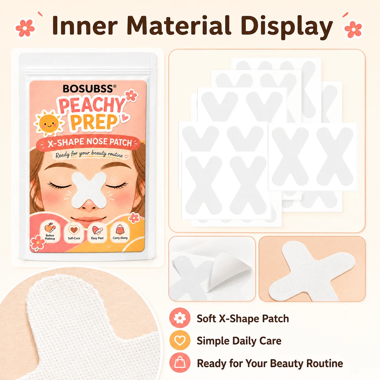 ชุดแผ่นแปะจมูกรูปตัว X 4/10 ชิ - X Beauty Makeup บทวิจารณ์และราคา