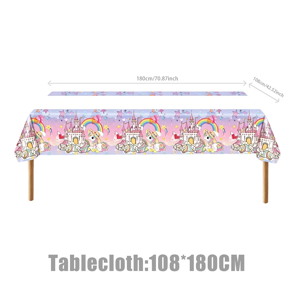 Cartoon Rainbow Unicorn Birthday Decoration Balloon Unicorn Plate Tablecloth Cake Decoration Party Supplies Birthday Gift view 6