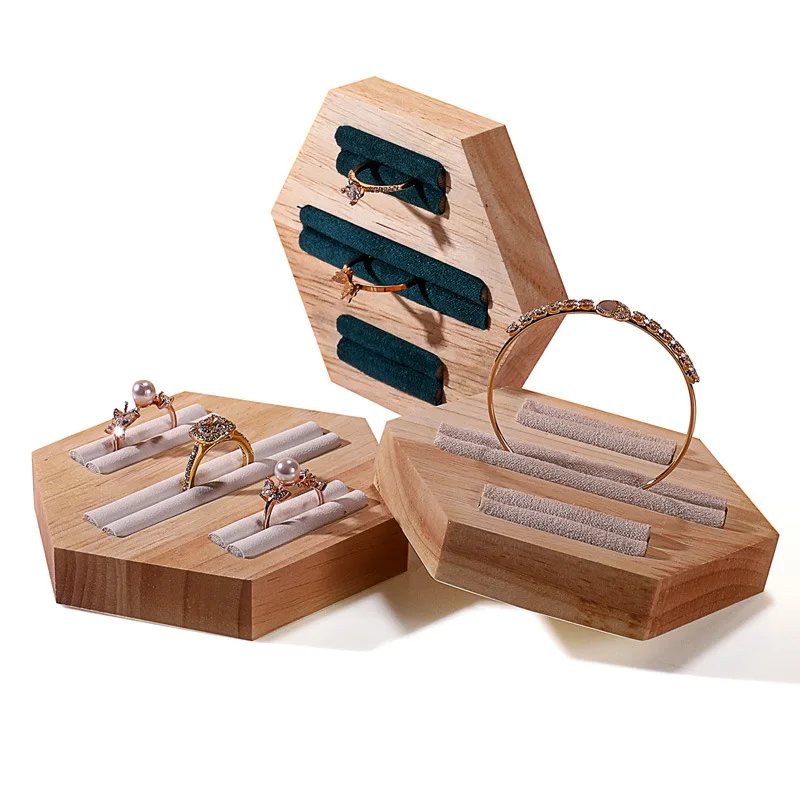 Ring Jewelry Display Tray Solid Wood Pair Ring Earing Card Jewelry Rack Counter Jewelry Display Props Jewelry Boxes and Packing