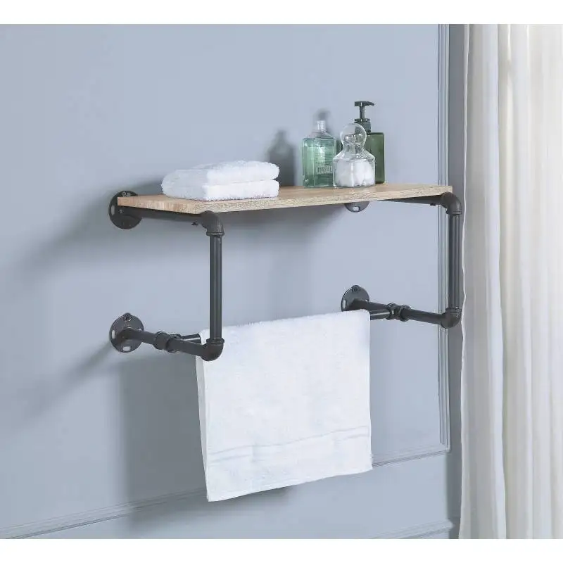 

Mankato Oak and Sandy Grey Wall Rack with Shelf