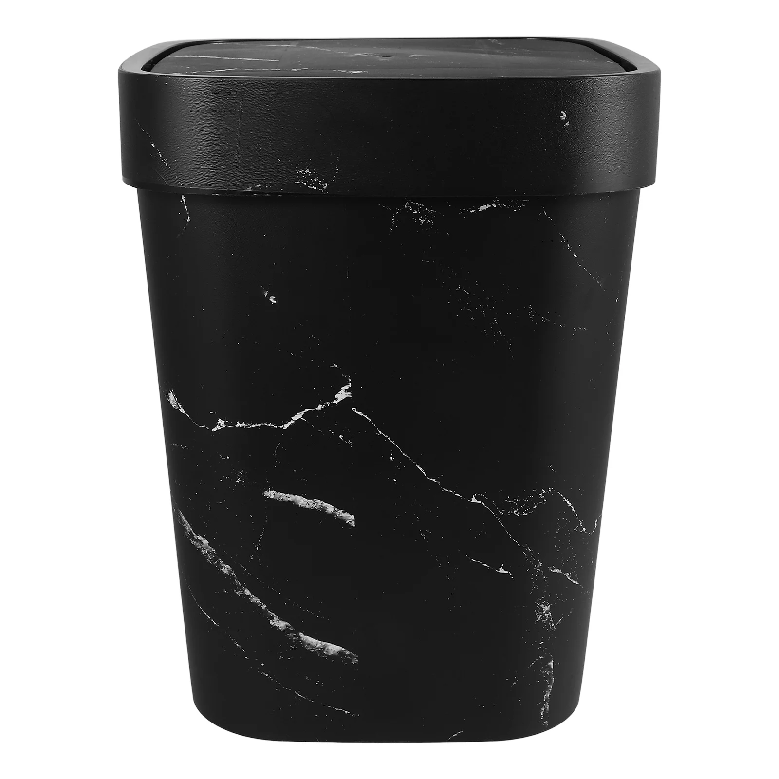 

5L Marble Finish Trash Can with Swing Top Lid Sturdy Plastic Garbage Container for Home Bathroom Kitchen Living Room Office Dorm