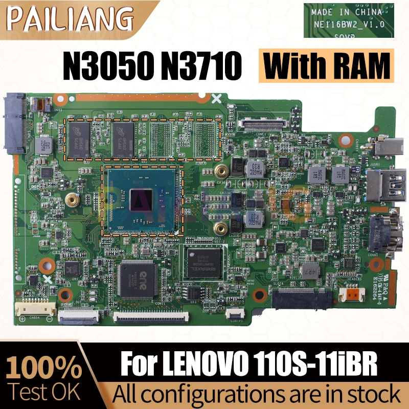 For LENOVO  110S-11iBR Notebook Mainboard NE116BW2-V1.0 N3050 N3710 5B20M53691 5B20M53646 Laptop Motherboard Full Tested