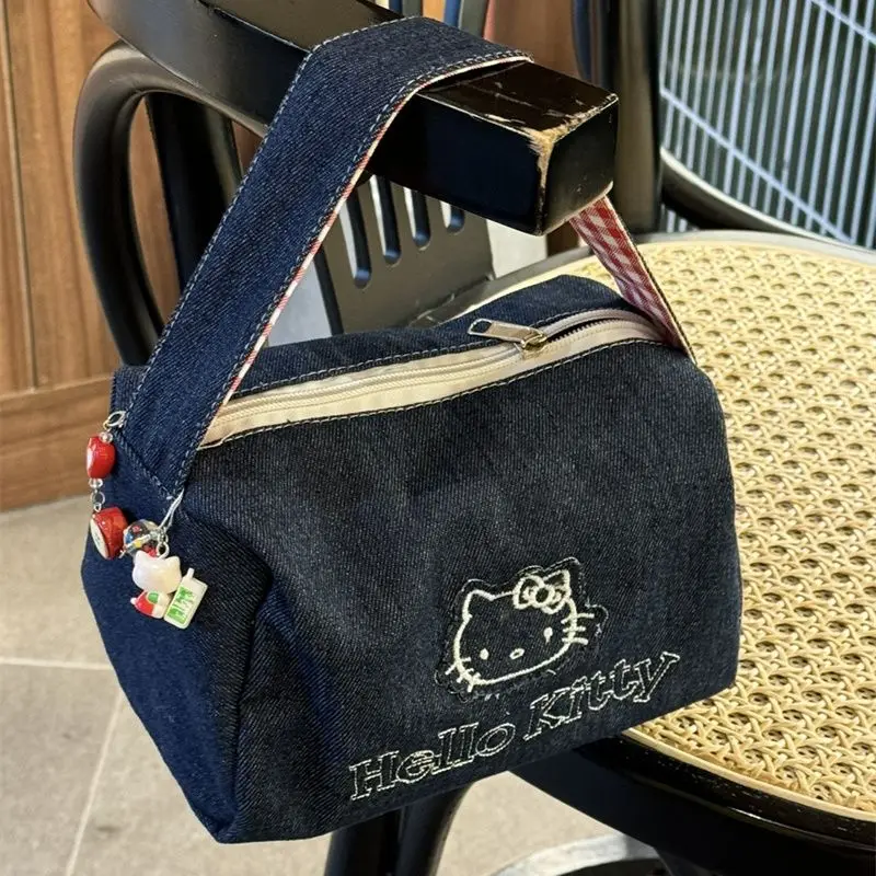 

Hello Kitty Embroidery Cosmetic Bags Sanrio Anime Handbags Cartoon Tote Large Capacity Clutch Bag Travel Organizer Satchel Gifts