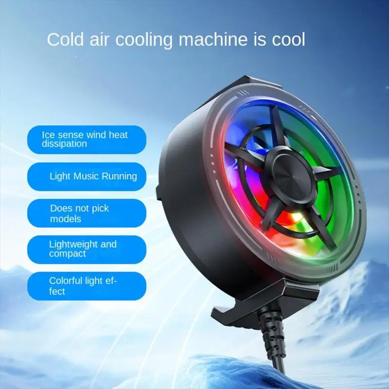Clip On Phone Cooler Fan Portable RGB Light USB Powered Fast Heat Dissipation Radiator for Phone Gaming