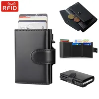 RFID Blocking Microfiber Genuine Leather Men Wallets Fashion Trifold Card Holder Money Bag Smart Slim Thin Coin Pocket Purse