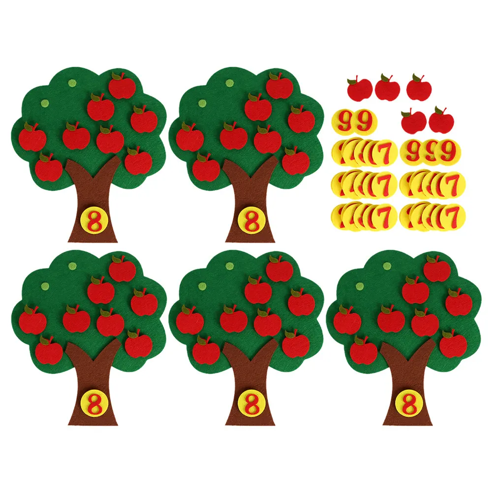 

5Sets Hands on Preschool Math Activity Kit Felt Tree with Numerals for Counting Sorting Matching Skills Kindergarten
