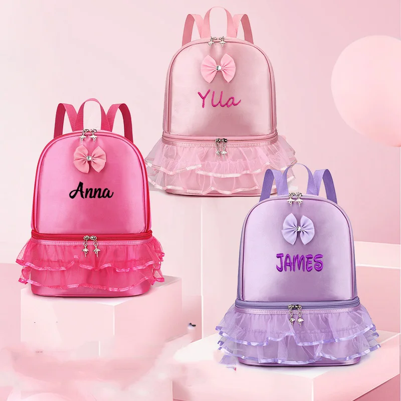 Mochila personalizada con vestido de baile para niños, falda de gasa personalizada, mochila de Ballet de encaje para niñas, mochila para estudiantes