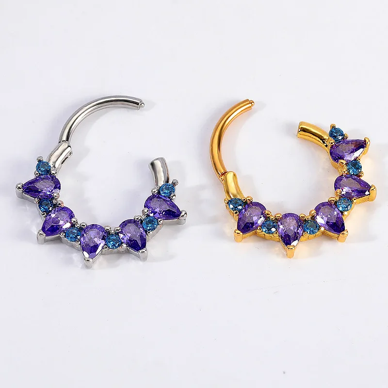 Titanium Stainless Steel Septum Piercing Nose Rings for Women Colorful Cubic Zirconia Septum Nose Rings Nose Piercing jewelry