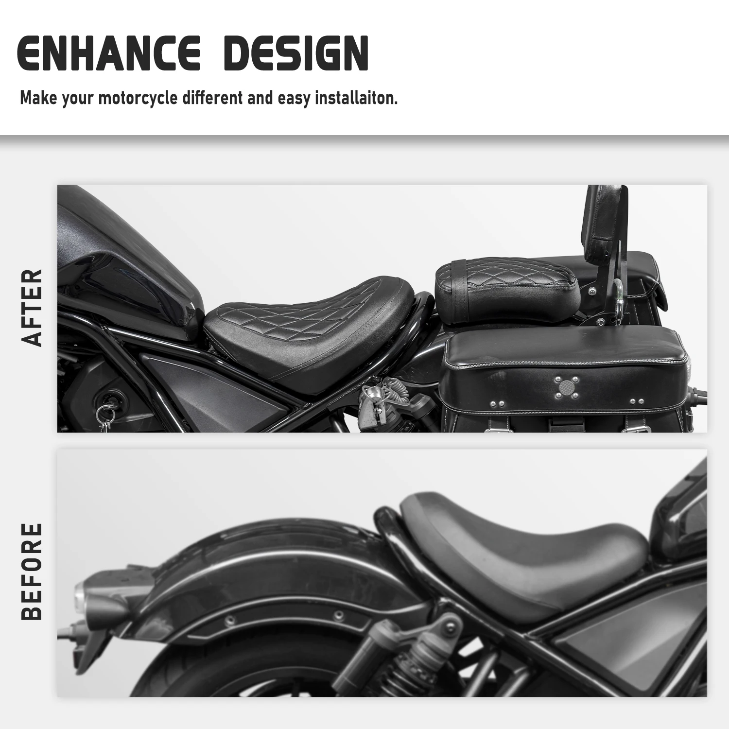 Motorcycle Driver Front Pillow Solo Seat Cushion For Honda CM1100 CMX1100 2021-2024 2023 2022 CMX 1100 Rear Passenger Seat Cover