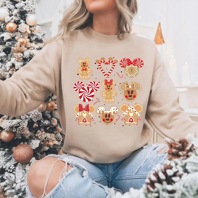 ديزني ميكي ميني ندفة الثلج عيد الميلاد البلوز النساء الرجال القطن هوديي البلوز الخريف الشتاء القطن المعتاد للجنسين معاطف