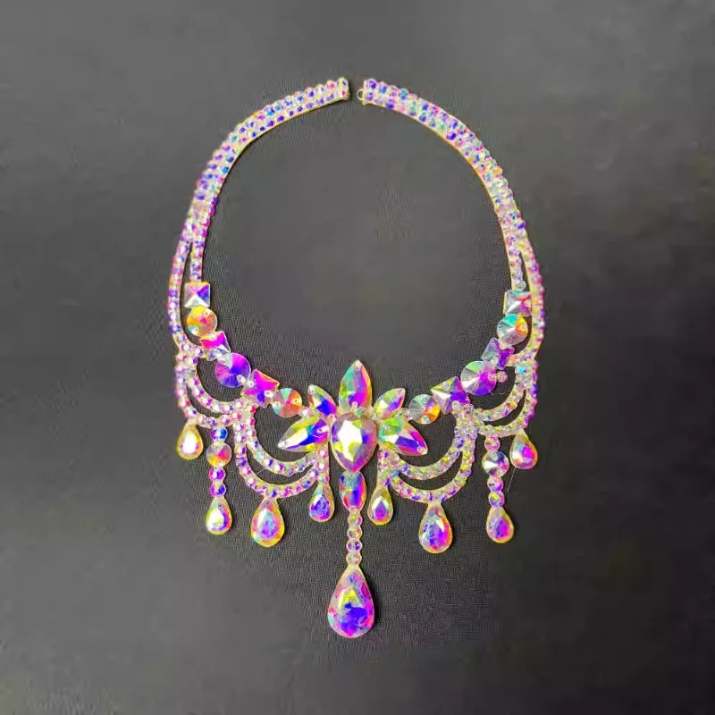 Customized Bellydance Necklace Earring Set Latin Modern Dance Jewelry Versatile Earrings Neck Accessories Samba Carnival Costume