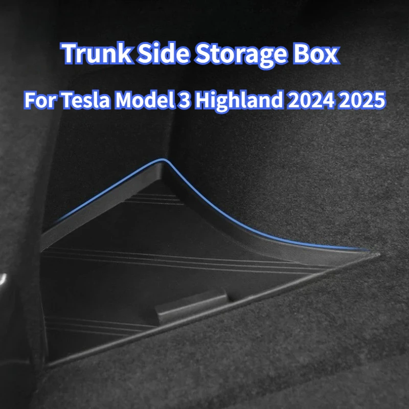

For Tesla New Model 3 Highland 2024 2025 Trunk Side Storage Box TPE Left Right Storage Boxes with Lids Car Interior Accessories