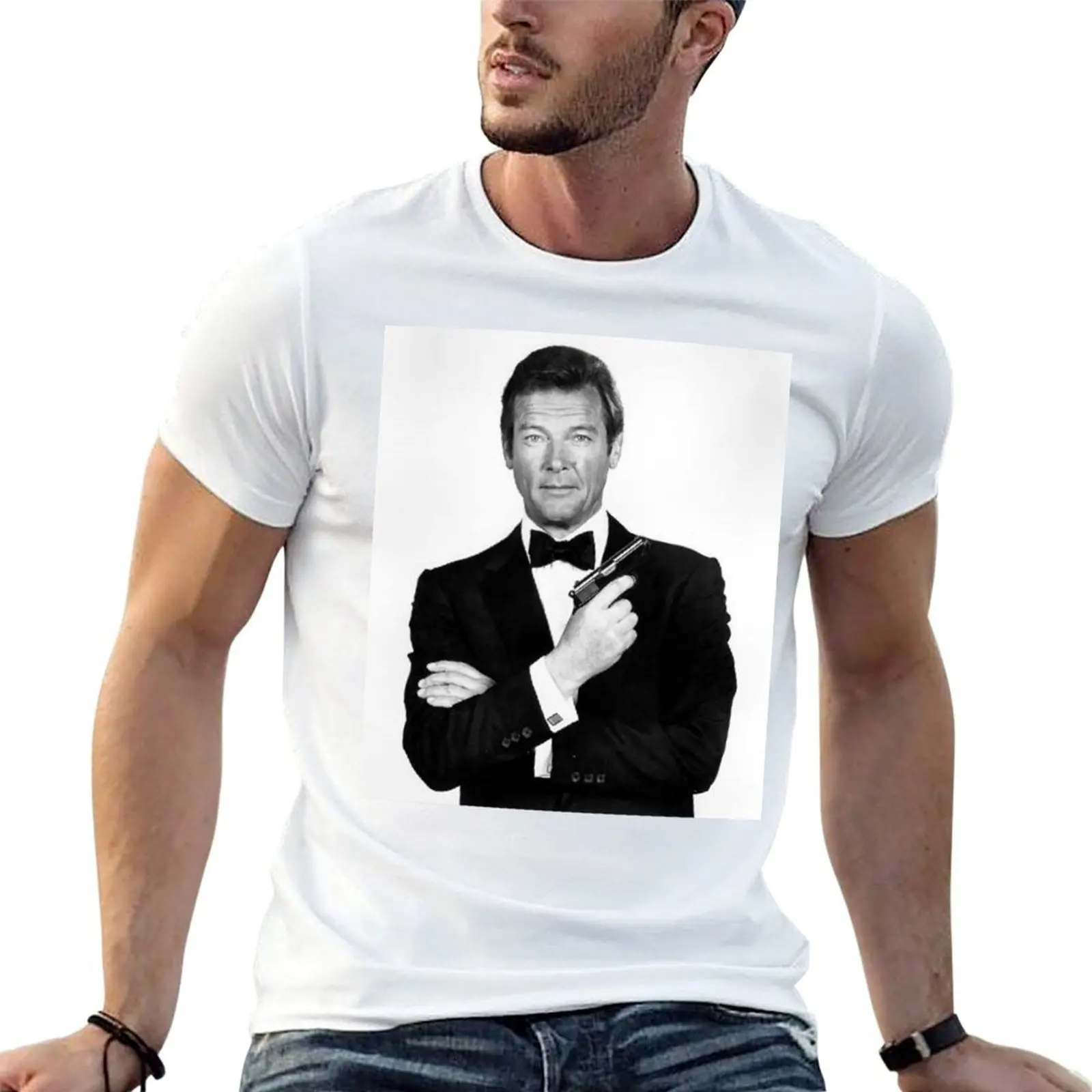 Roger Moore classic T-Shirt luxury designer summer tops fitted t shirts for men