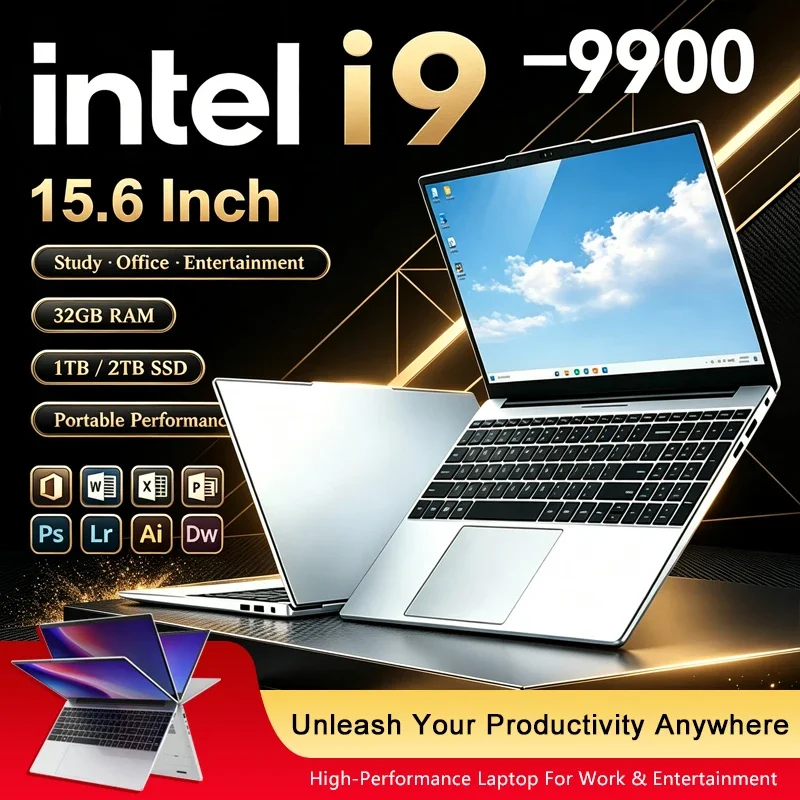Notebook Gamer de 15,6 Polegadas I9-9900 16GB RAM 1TB 2TB SSD PC Gamer Windows 11 Laptops 1920*1080P Notebook para Escritório e Estudo