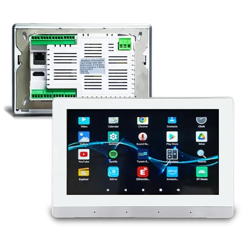 8 channel Touchscreen Bluetooth InWall Amplifier with Ceiling Speaker Smart Home Theater Android 11 Wifi Background Music System