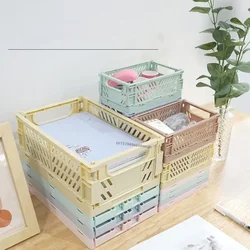 Mini Foldable Plastic Storage Box Student Desktop Organizer Hand Account Tape Stationery Skin Care Products Small Storage Basket