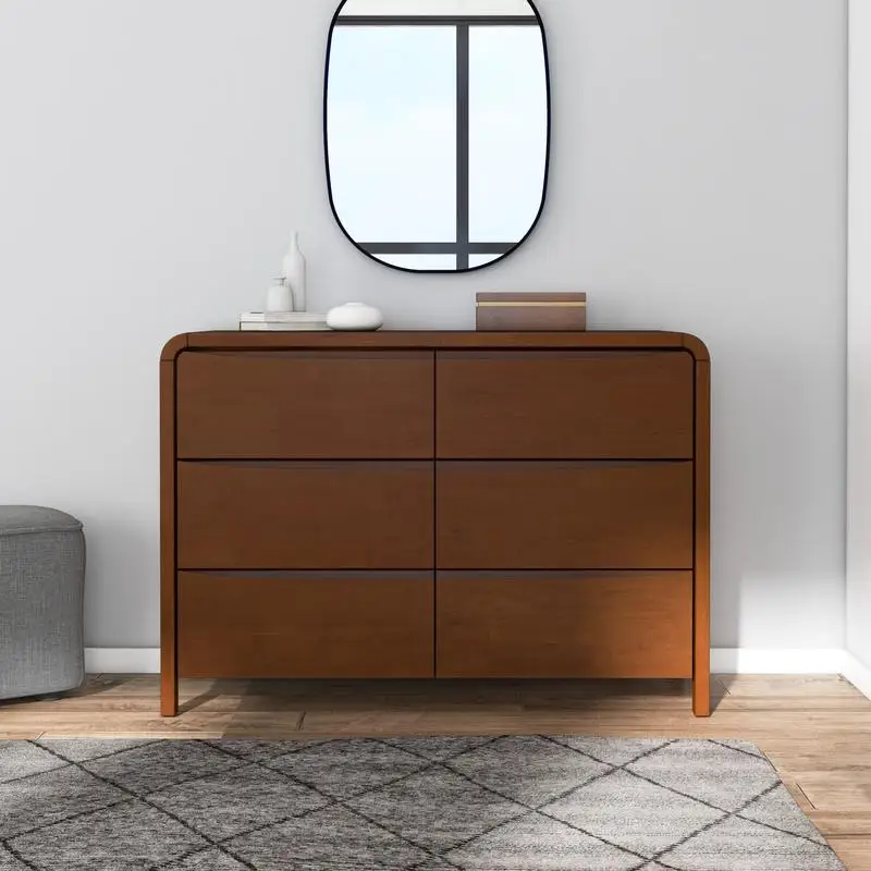 

Mid Century Modern Solid Wood 6-Drawer Dresser with Elegant Design and Ample Storage Space