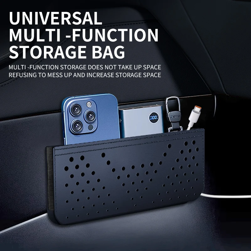 Car Leather Storage Bag Storage Box Multifunctional Car Side Pocket Organizer Leather Adhesive Auto Pocket Pouch