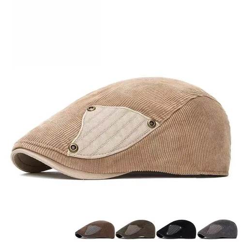 Sombrero delantero de pana versión coreana Otoño/Invierno sombrero retro de pico de pato sombrero de vendedor de periódicos británico boina versátil