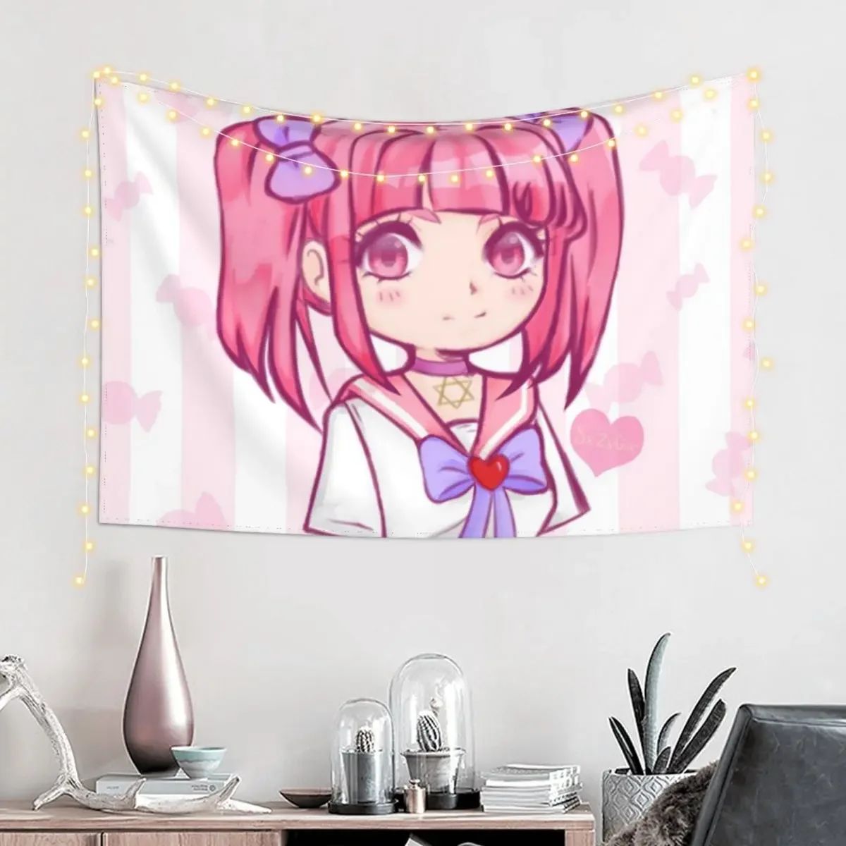 Menhera chan Tapestry For Bedroom Decor For Room Living Room Decoration Funny Tapestry