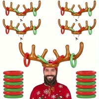 1/2pcs Inflatable Reindeer Antler Ring Toss Party Game Set Christmas Party Games New Year's Eve Birthday Party Decorations