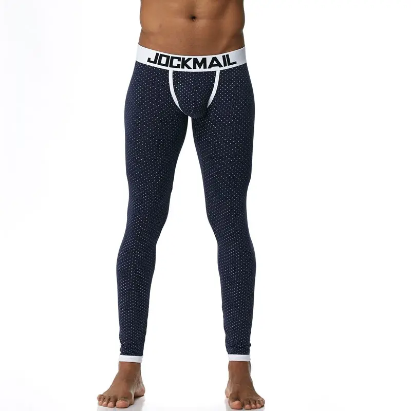 Thermal Underwear for Men Tight Leggings Thin Elastic Bottom Pants Underpants  Cotton Stripe Print Sleepwear Panties