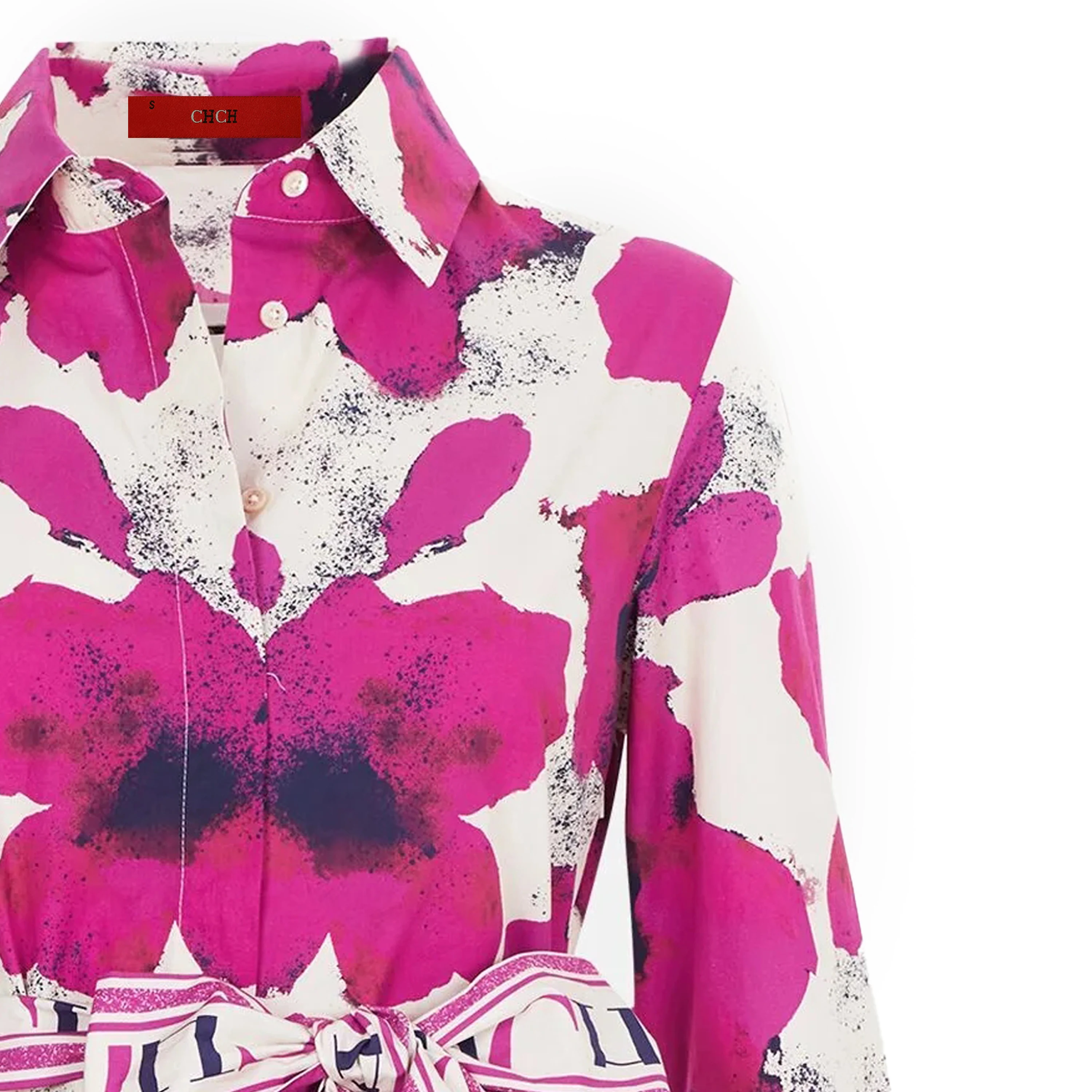 CHCH damesjurk nieuw shirt met lange mouwen, lange rok, bloemenprint, feestjurk