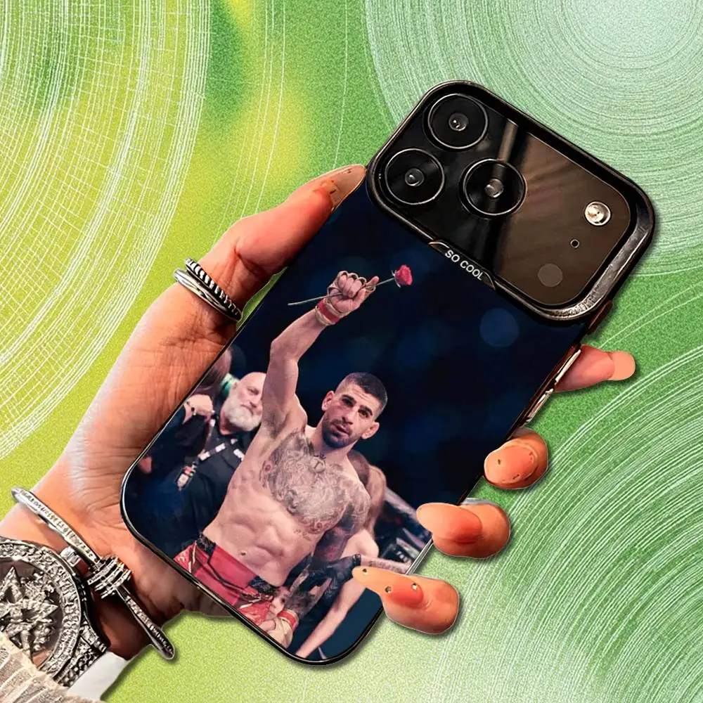 เคสโทรศัพท์ I-Ilia Powerful T-Topuria สำหรับ iPhone 14,17,13,12,11,16,15,Mini,Pro,SE,XS,MAX,สีดำด้าน ผลิตจากซิลิโคน