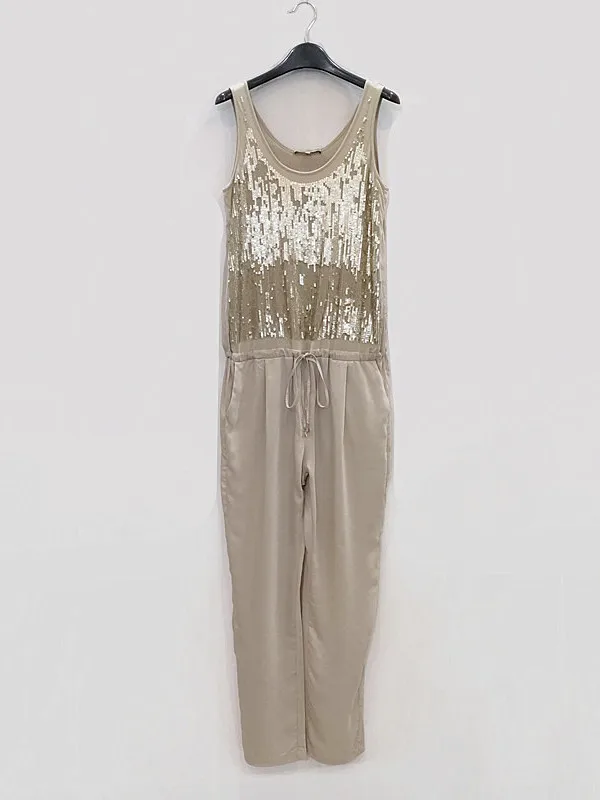 Jumpsuit met paillettenkraag, dames zomer casual wijde pijpen, lange jumpsuit met riem, trendy en modieus
