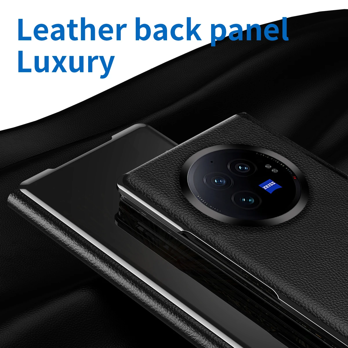 For VIVO X Fold 3 Pro Case Luxury Leather Mirror Smart Back Cover For X Fold 3Pro Folding Stand Shockproof Bumper Funda