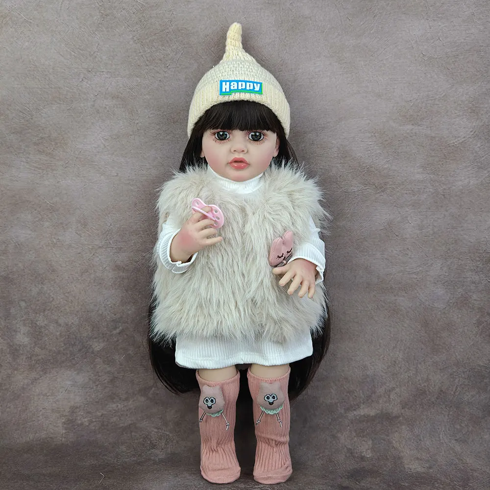 55 cm 22 pollici realistica bambola rinata con corpo in silicone completamente morbido vivo neonato Bebe bel vestire giocattolo regalo di compleanno