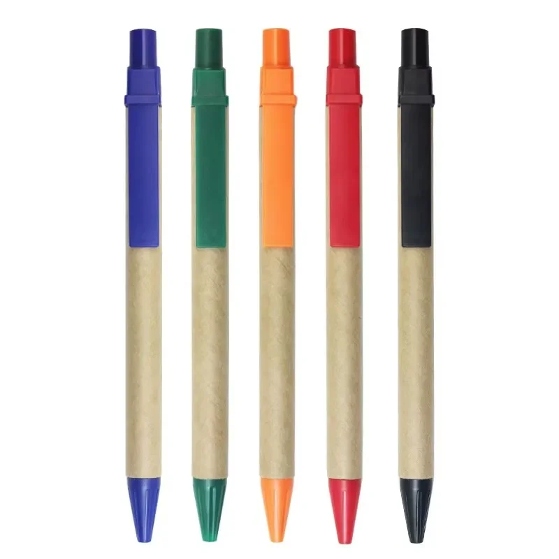 

Экологичная бумажная трубка, шариковая ручка, многоразовая ручка для письма, плавные черные чернила, ручка из крафт-бумаги для защиты окружающей среды