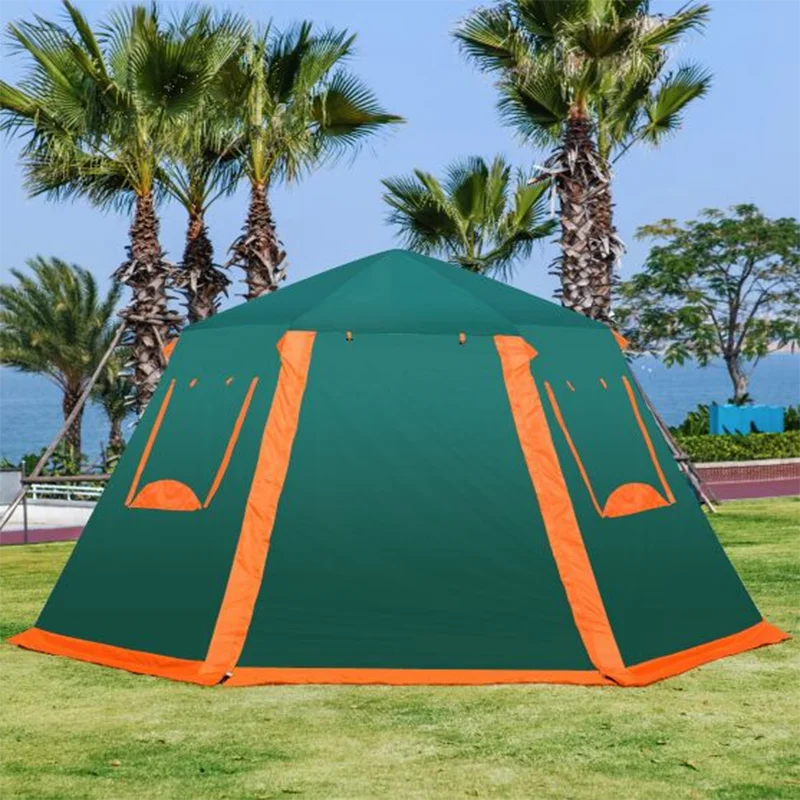 

Ultralarge 368*368*200CM 5-8 Person Double Layer Aluminum Pole Waterproof 210D Thickened Automatic Camping Tent Large Gazebo