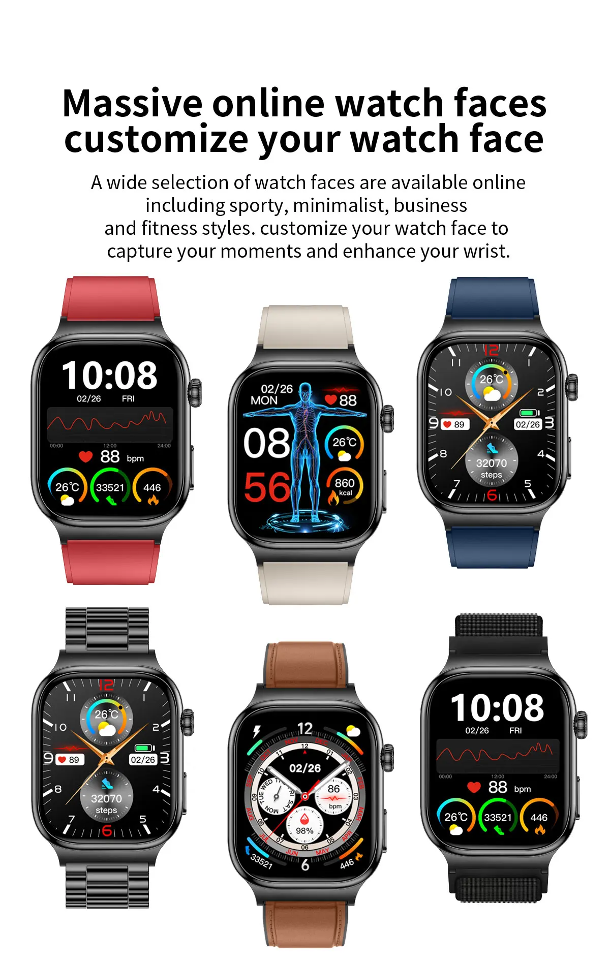 2026 Neue Krankenhausqualität Gesundheits-Smartwatch Körperfett EKG Blutsauerstoff Blutdruck Gesundheits-AMOLED-Bildschirm HD-Anruf Sport-Smartwatches für Herren – Detail 28