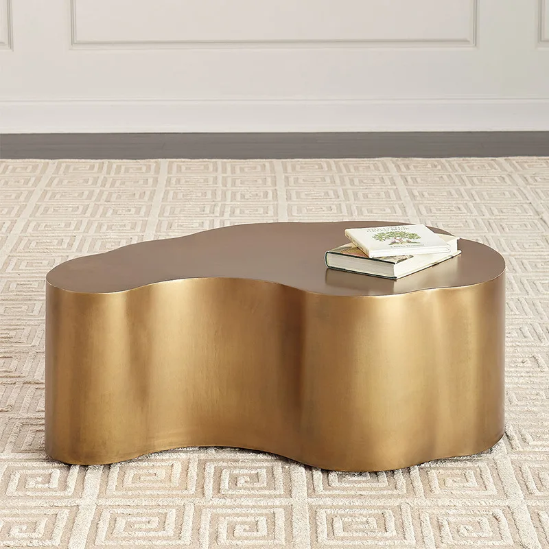 Postmodern Nordic Style Simple Stainless Steel Gold-Plated Coffee Table Creative Special-Shaped Metal Coffee Table Corner Table