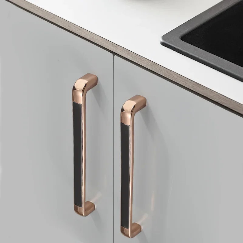 Light Luxury Single Hole Modern Minimalist American Handle Frosted Cabinet Drawer Door Handle Thickened Gold Black Handle