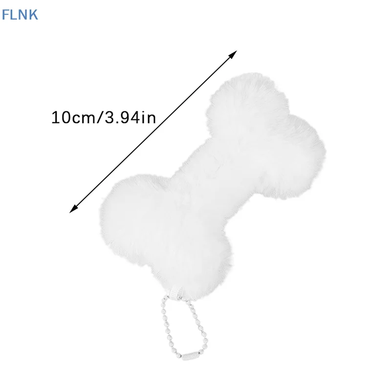 【FN】Plush Squeaking Bone Keychain Cartoon Kawaii Charms Stuffed School Bag Pendant Soft Comfort Cute White Costume Decoration Gi