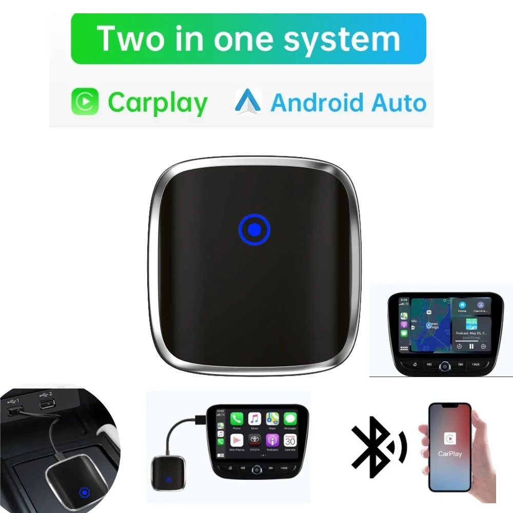 

2in1 CarPlay Android Auto Wireless Adapter, OEM Wired to Wireless Plug and Play CarPlay Smart Car Box for VW Toyota Honda ford