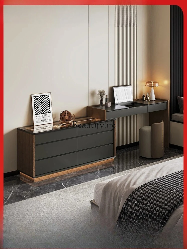 

minimalist solid wood dresser chest cabinet integrated flip corner premium makeup table